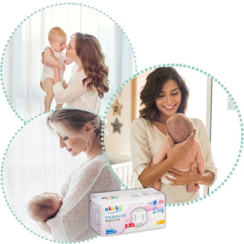 60szt Wkładki laktacyjne Akuku Jednorazowe Bardzo Chłonne Dyskretne Wygodne