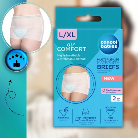 Canpol Wielorazowe Majtki poporodowe L/XL Oddychające Siateczkowe x2 szt