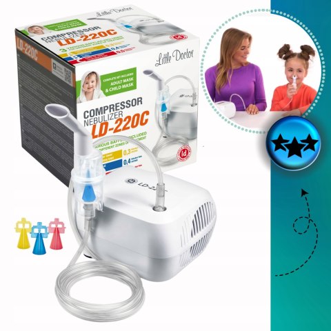 Inhalator nebulizator dla dzieci i dorosłych Kompaktowy Solidny Duży ZESTAW Inhalator nebulizator dla dzieci i dorosłych Kompaktowy Solidny Duży ZESTAW