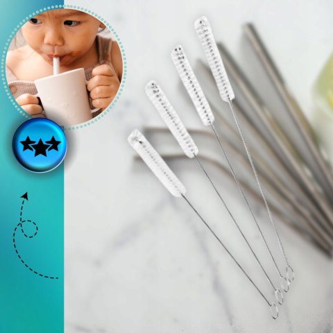 Precyzyjne szczoteczki do czyszczenia słomek Szczotki do rurek Zestaw 4szt