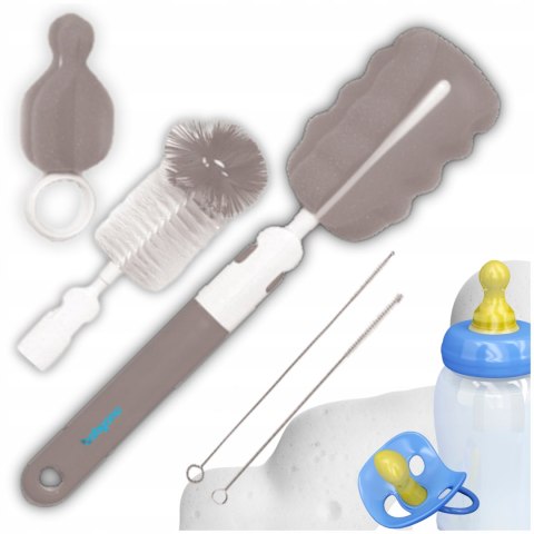 Szczotka do mycia butelek i smoczków Wygodne Wymienne Końcówki Zestaw 5el