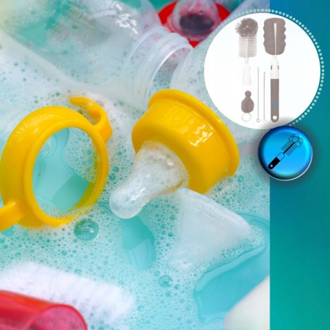 Szczotka do mycia butelek i smoczków Wygodne Wymienne Końcówki Zestaw 5el